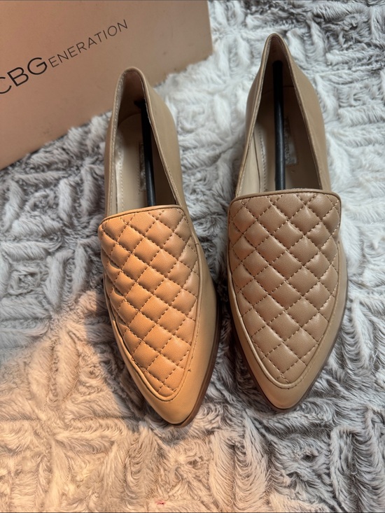 BCBGeneration Shoes - BCBGeneration Quilted Pointed-Toe Loafers in Tan